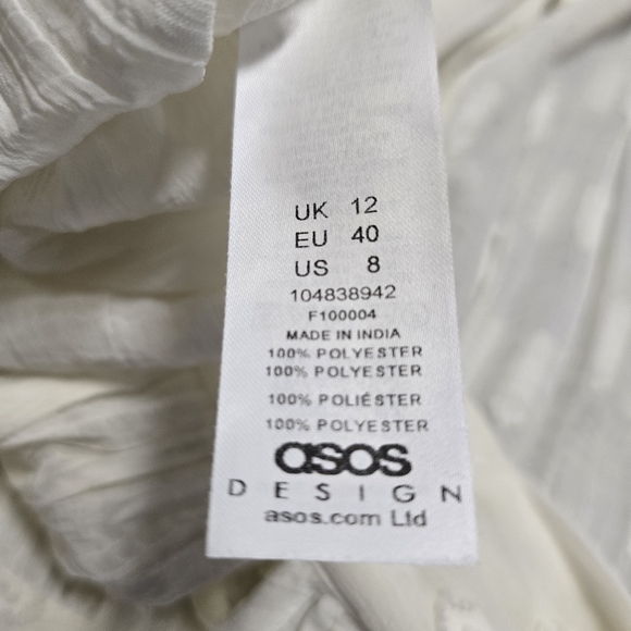 ASOS DESIGN Top High Neck Sheer Boho Textured Cream Material Tie Size 8 - Picture 16 of 16